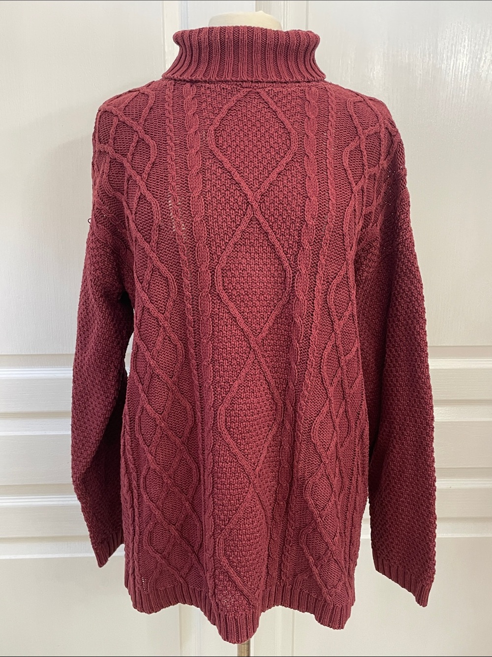 Cherokee Burgundy Cable Knit Turtleneck Sweater